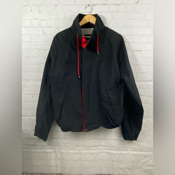 Swingster Jacket Mens Size Medium Black Red Trim Detail Full Zip Front Snap - Picture 1 of 12